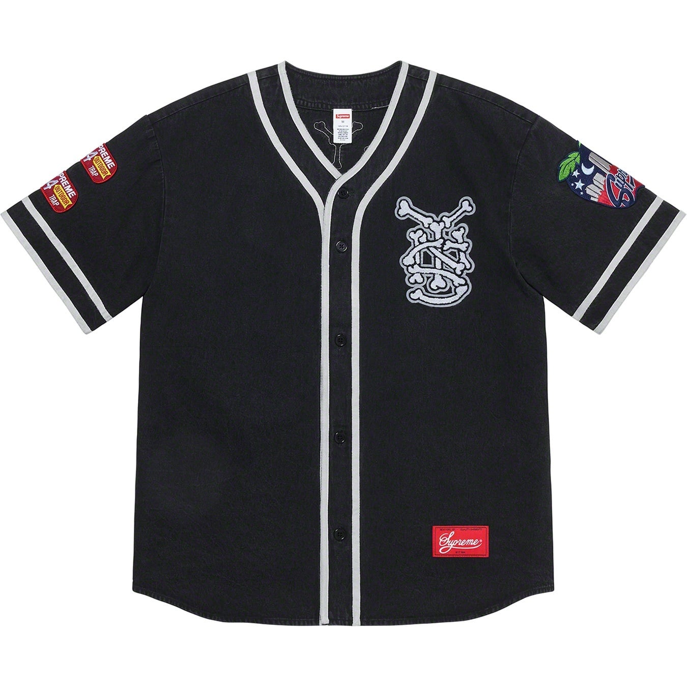 Patches Denim Baseball Jersey view 3